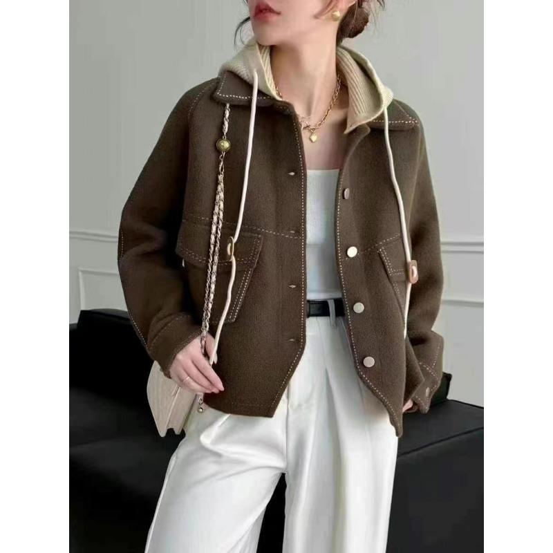Knitted hooded jacket, winter new fashion versatile loose and thin top women