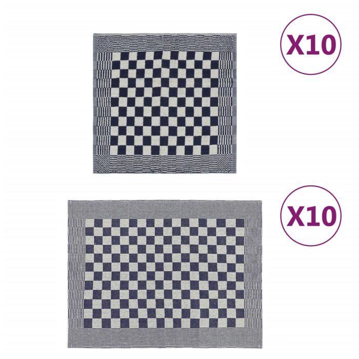 VidaXL Ensemble de Serviettes 20 pcs, Torchons Absorbants de Séchage, Chiffons de Nettoyage, Essuie-mains de Cuisine Salle 136289