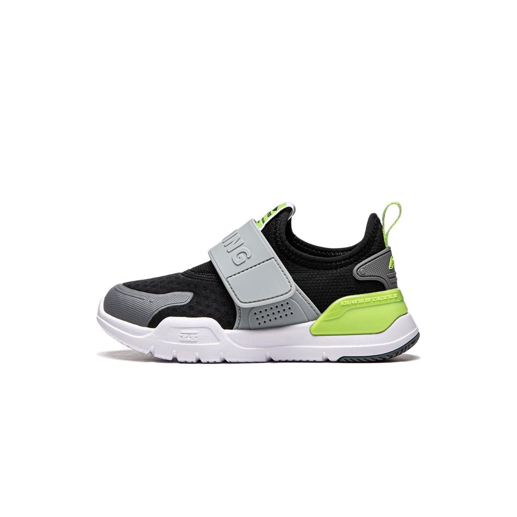 Li Ning Kids Sports Lifestyle Series Comfortable Fashion Lightweight Shock Absorption Low-Top Outdoor Shoes Kids Shoes Black Gray Green YKNU040-13