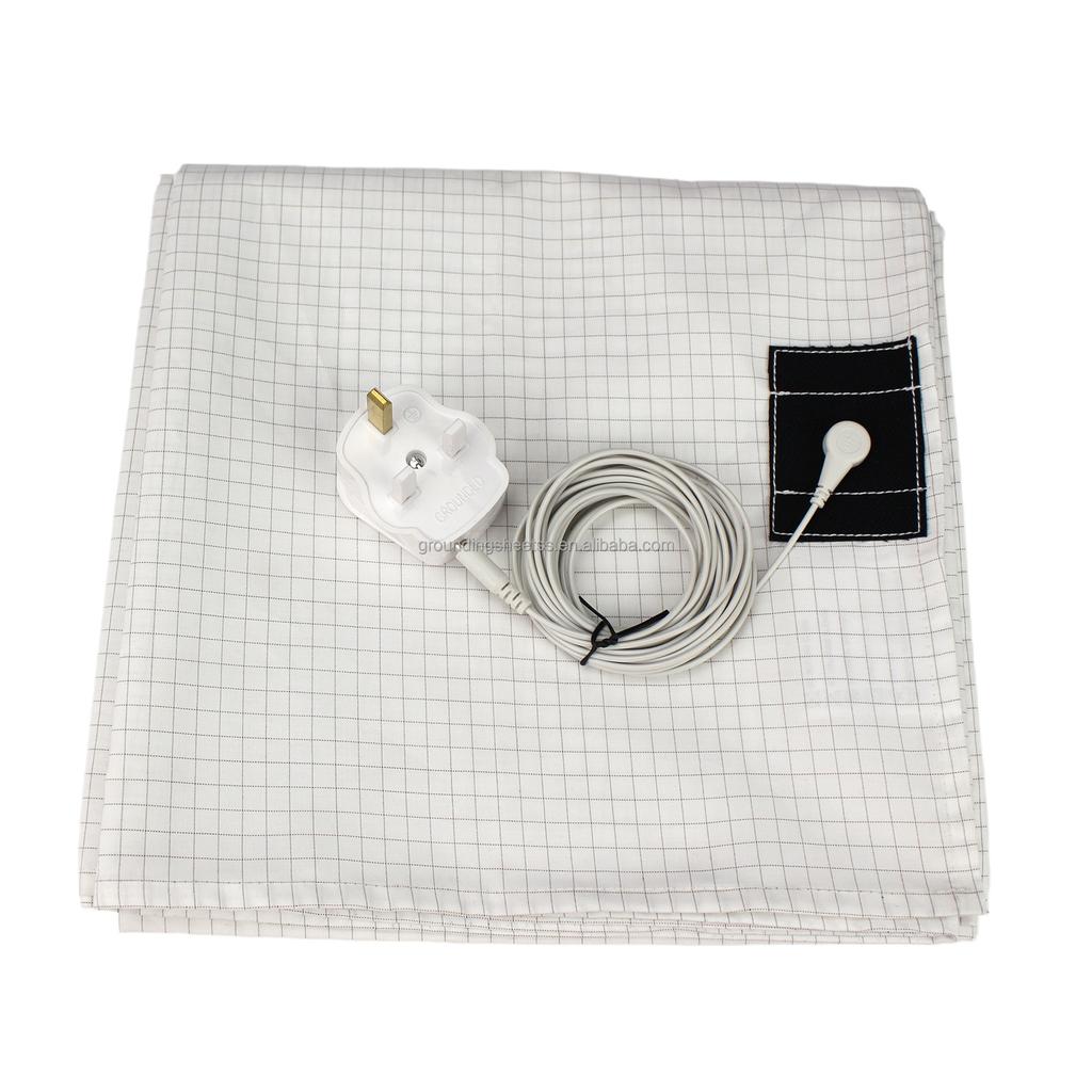 Set di lenzuola per messa a terra Cotone conduttivo Fibra d'argento Biancheria da letto con design a bassa resistenza superficiale 10 Fibre d'argento