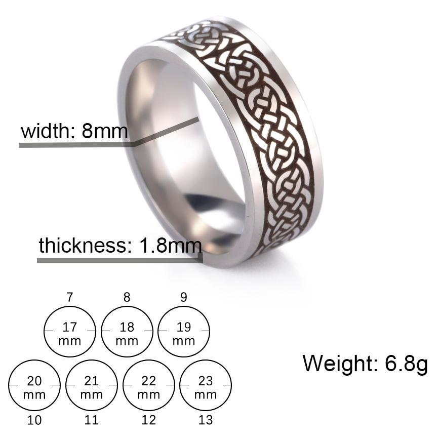 Old Style Retro Viking Rings Vintage Black Norse Runes Jewelry Celtics Knot Ring for Women Men Unique Gift