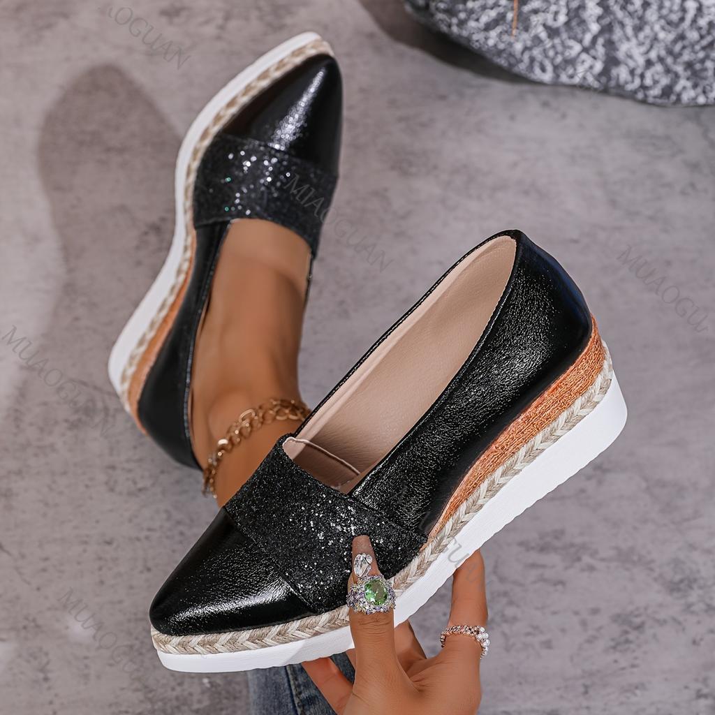 Scarpe da Donna con Tacco Alto a Punta Calzature Comode con Zeppa Scarpe da Ginnastica Retro da Donna con Piattaforma Spessa Antiscivolo