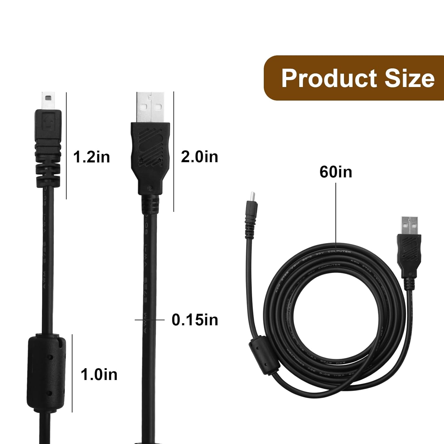 UC-E6 USB Cable Replacement USB Camera Transfer Data Charging Cable Cord High-Speed Photo Transfer Cord Compatibale with Nikon Coolpix Charging Cord