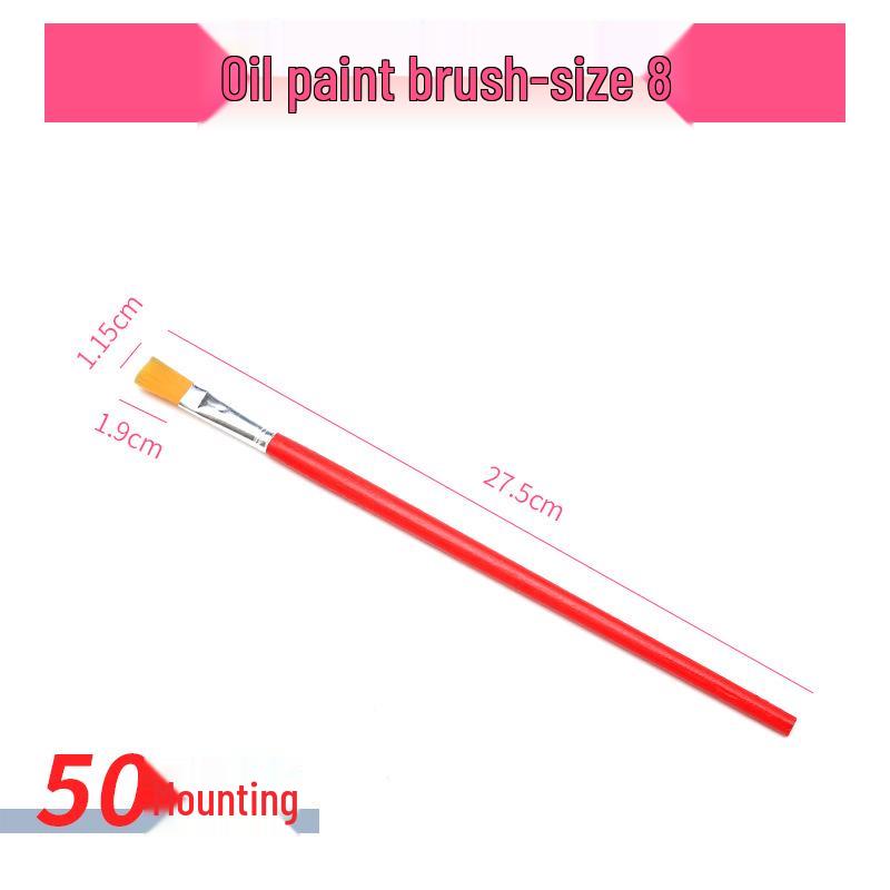 Red Handle Nylon Hair Flat Brush for Oil & Watercolor Painting
