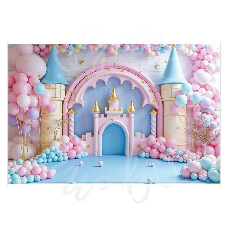 Balloon Cartoon Background Fabric  Children's Birthday Party Decoration Background Wall Fabric  Pet Photography Background Fabric