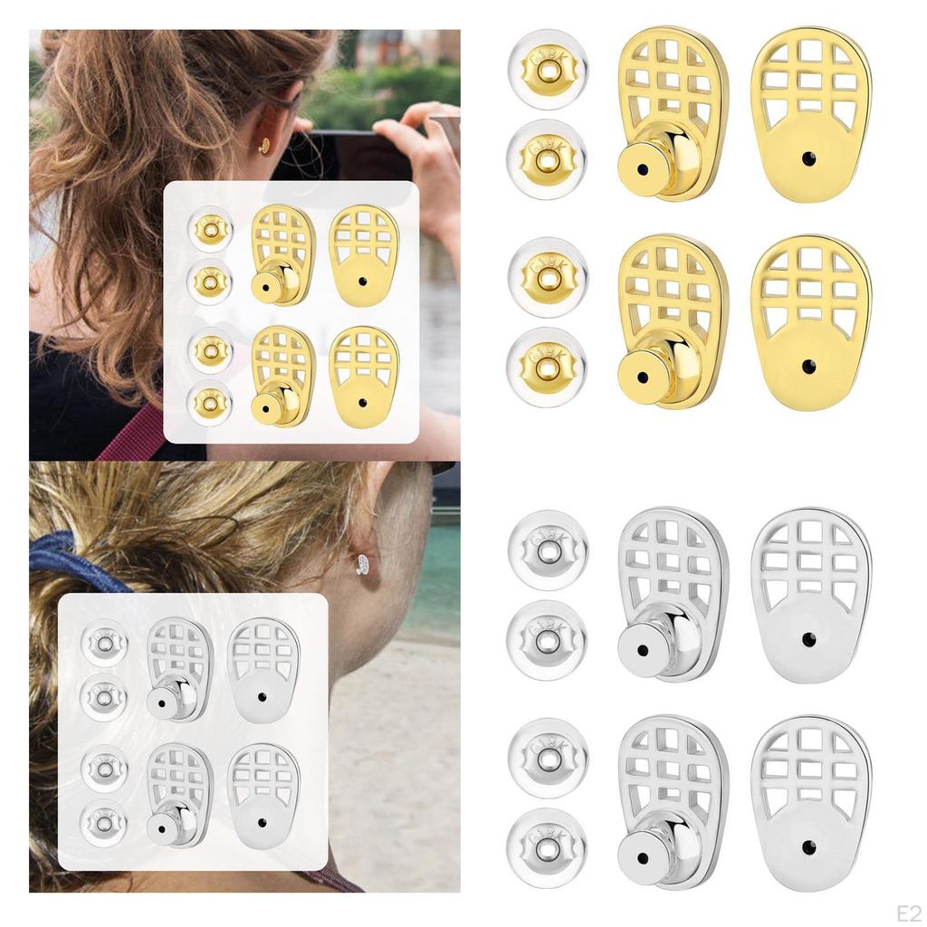 4Pcs Grid Earlobe Support Earring Backs Versatile for Droopy Ears Anti Droop
