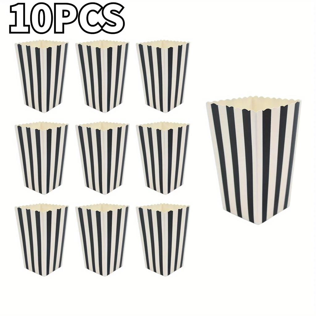 Gestreifte Popcorn-Boxen Einweg-Papier-Snackbehälter für Party Filmabend Geburtstag Hochzeitsveranstaltungen Lebensmittel-Servierzubehör