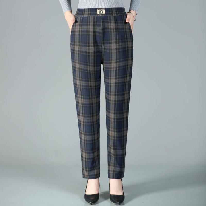 

Женские осенние брюки больших размеров в полоску с высокой посадкой, повседневные брюки с прямыми штанинами 2XL