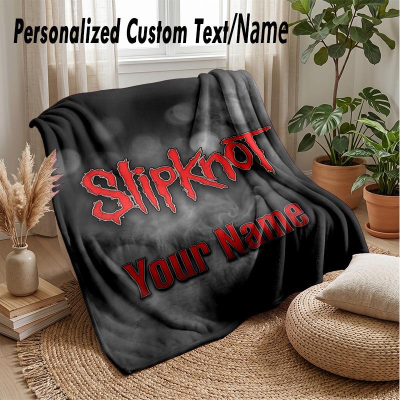 Slipknot Custom Flannel Throw Blanket Print Your Name Text Soft Warm Blanket Holiday Present