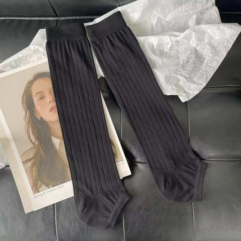 Breathable Vertical Stripes Leg Socks High Tube Women Daily Sock Casual Calf Socks