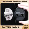 Pour TESLA Model Y -2024 Amortisseur de Choc de Porte de Voiture Protecteur de Verrouillage de Porte Housse en Silicone pour Loquets de Verrouillage de Porte d'Automobile Accessoires