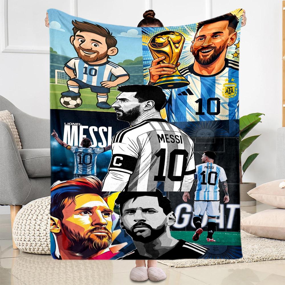 Messi 496 Blanket Ultra-Soft Suitable for Bed Picnics Office Chair All-Season Use Playful Design Gift for Travel Home Birthdays