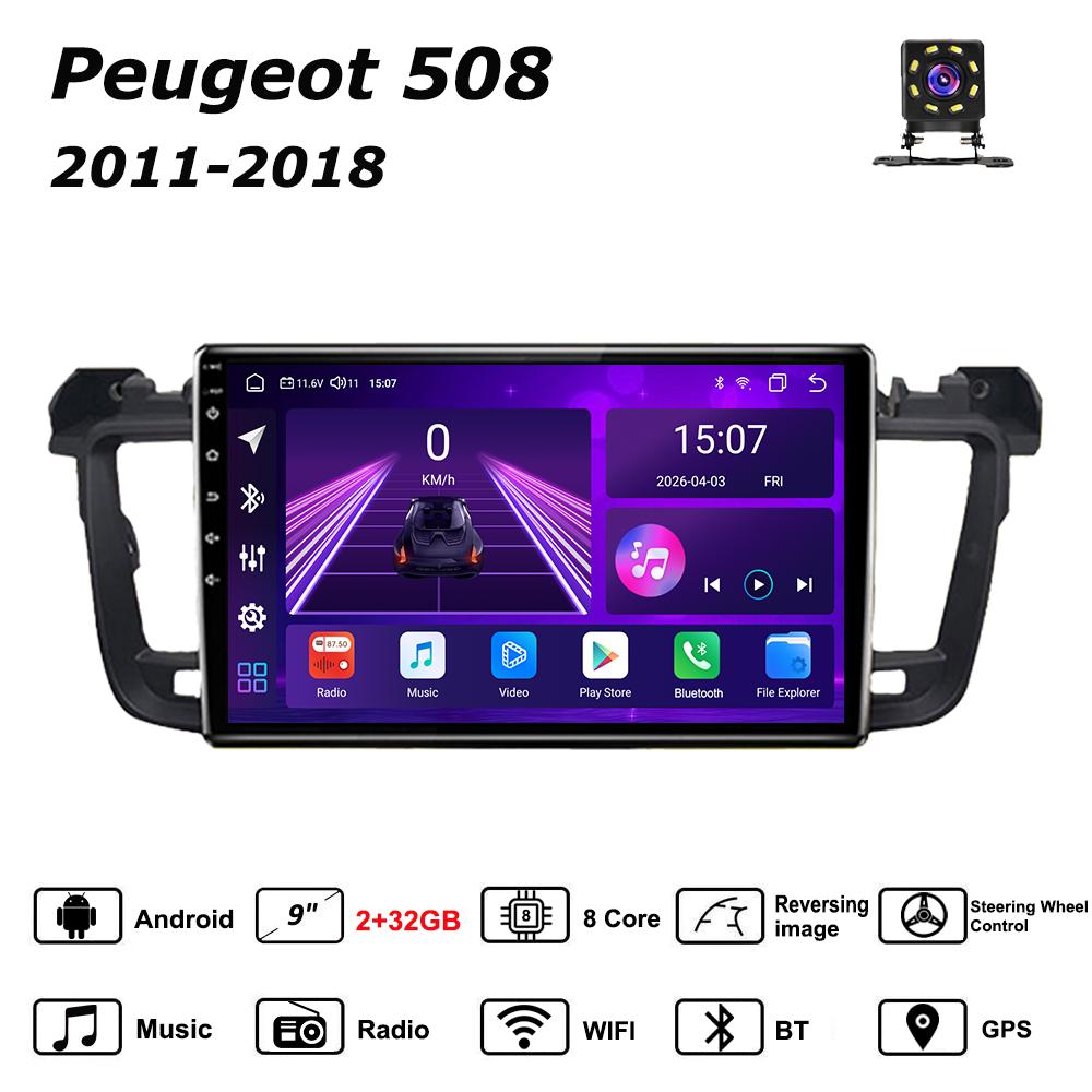 

Android Car-Play Автомагнитола Для Peugeot 508 2011-2018 Мультимедийный Плеер Головное Устройство Стерео Навигация GPS BT WIFI, 8 ЯДЕР ,2+32ГБ чёрный