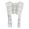 Women's Elegant Flower Lace Shawl Wrap Faux Collar Neck Scarf Tie Knot Front Mini Shoulder Capes Decorative Waist Belt
