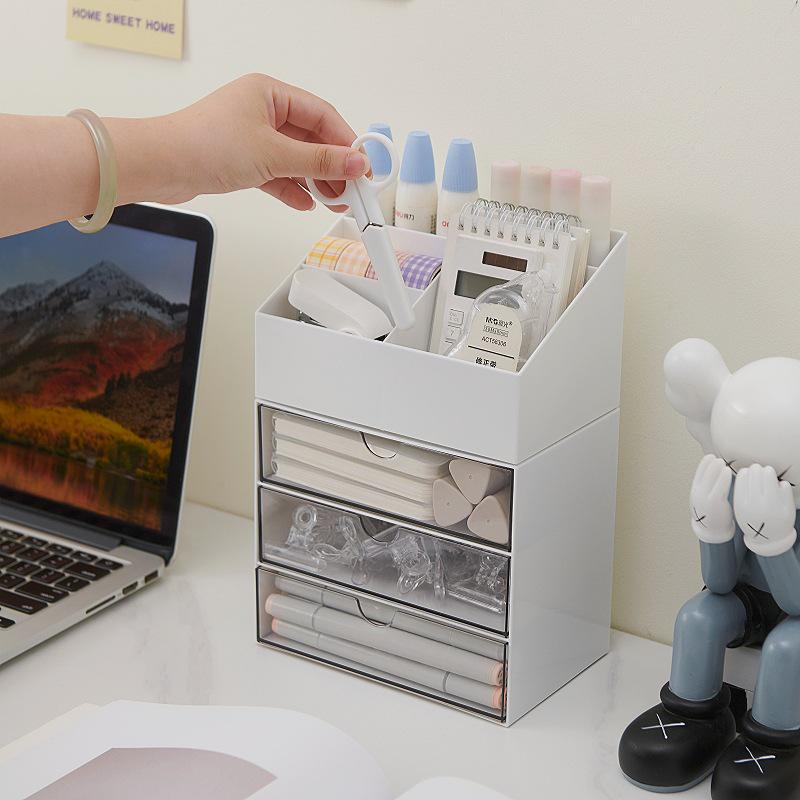 Transparent Desktop Drawer Storage Box - Stackable Organizer for Cosmetics & Stationery