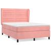 Lit avec matelas - Maison Exclusive - 140x190 cm - Velours rose - Tête de lit réglable