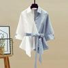 Dames Zomer Patchwork Casual Set: Slankmakende Blouse en Jeans Tweedelig Pak