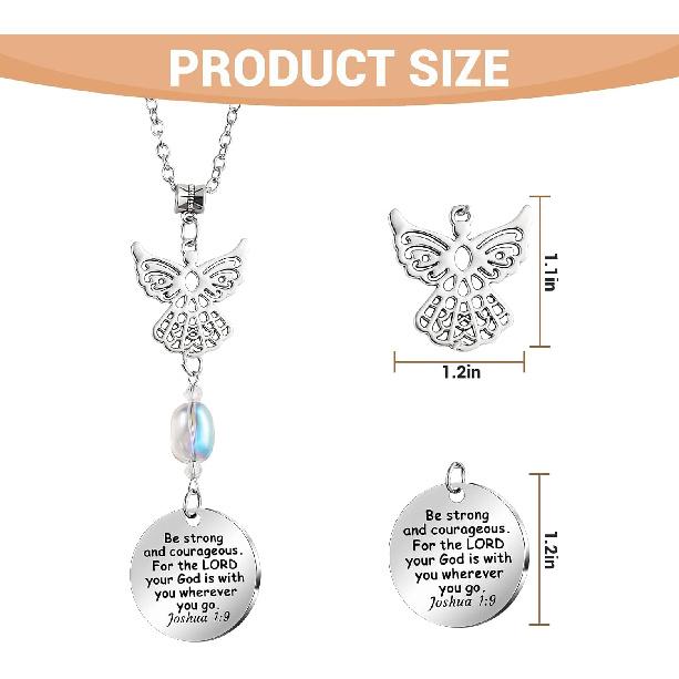 Angel Car Charms Rear View Mirror Accessories Christian Car Jewelry,Guardian Angel Hanging Ornament,Bible Religious Gifts,Rear View Mirror