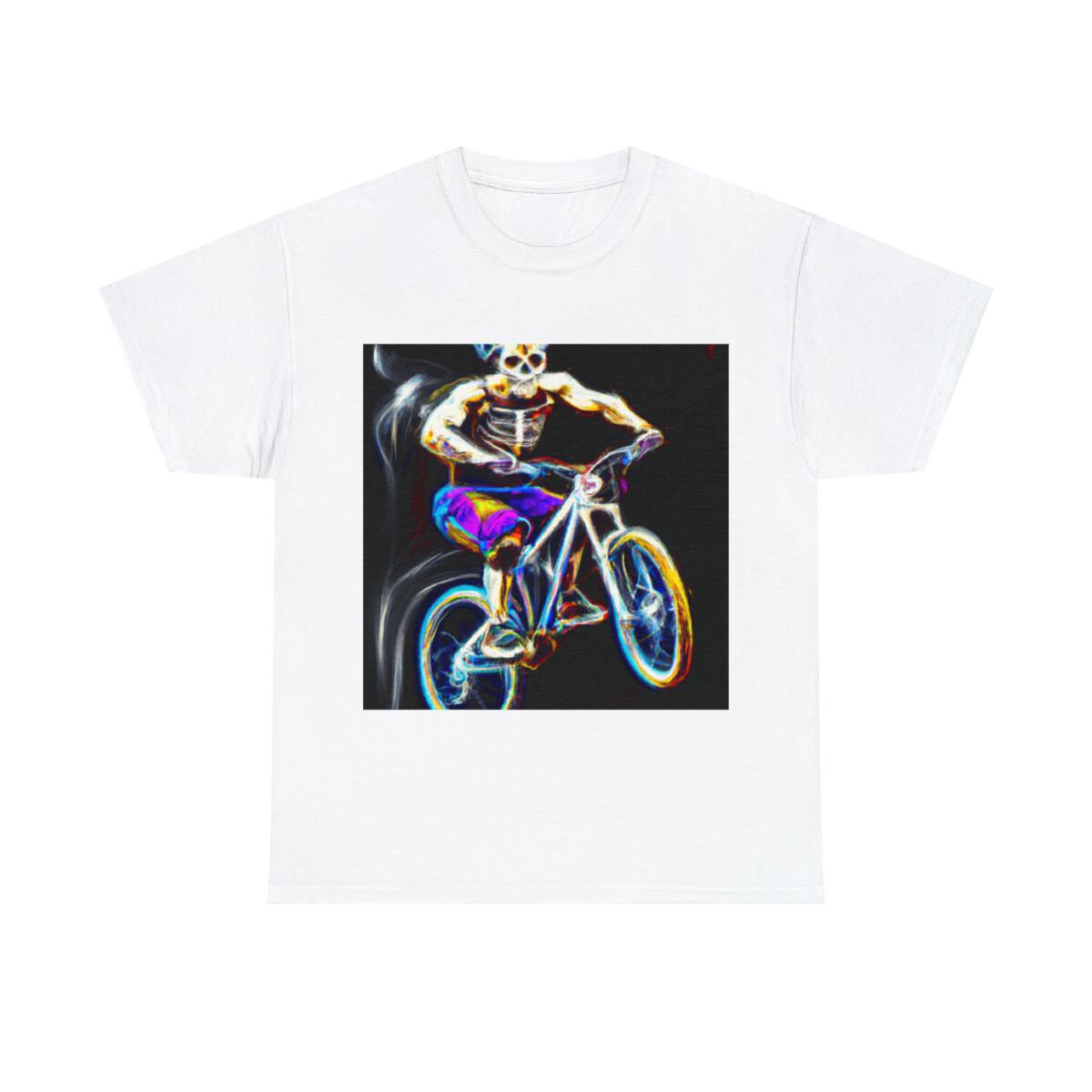 

Mountain Biker Adult Unisex T Shirt Art Cyclist Bicycle Outdoors Skeleton Skull S разноцветный