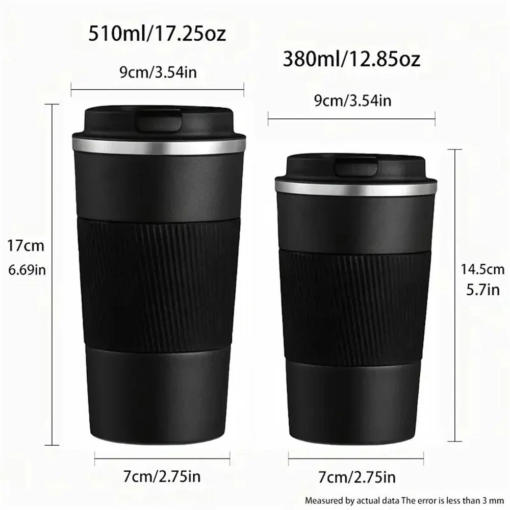510ml 380ml Edelstahl Kaffeebecher Thermobecher Garrafa Caneca Rutschfest Reise Auto Thermisch Kaffee Tasse Thermobecher Isolierflasche
