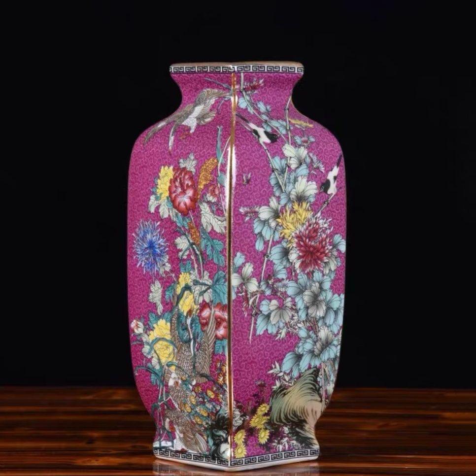 Chinese Antique Porcelain Gold Painted Enamel Vase Decoration Items Home Room Furnishing Crafts Office Desk Ceramic Accessories