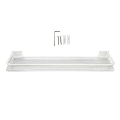 Estante de Pared para Baño sin Taladro Acrílico y Aluminio Espacial Montado en Pared Estantes Flotantes para Baño para el Hogar Sin Barra
