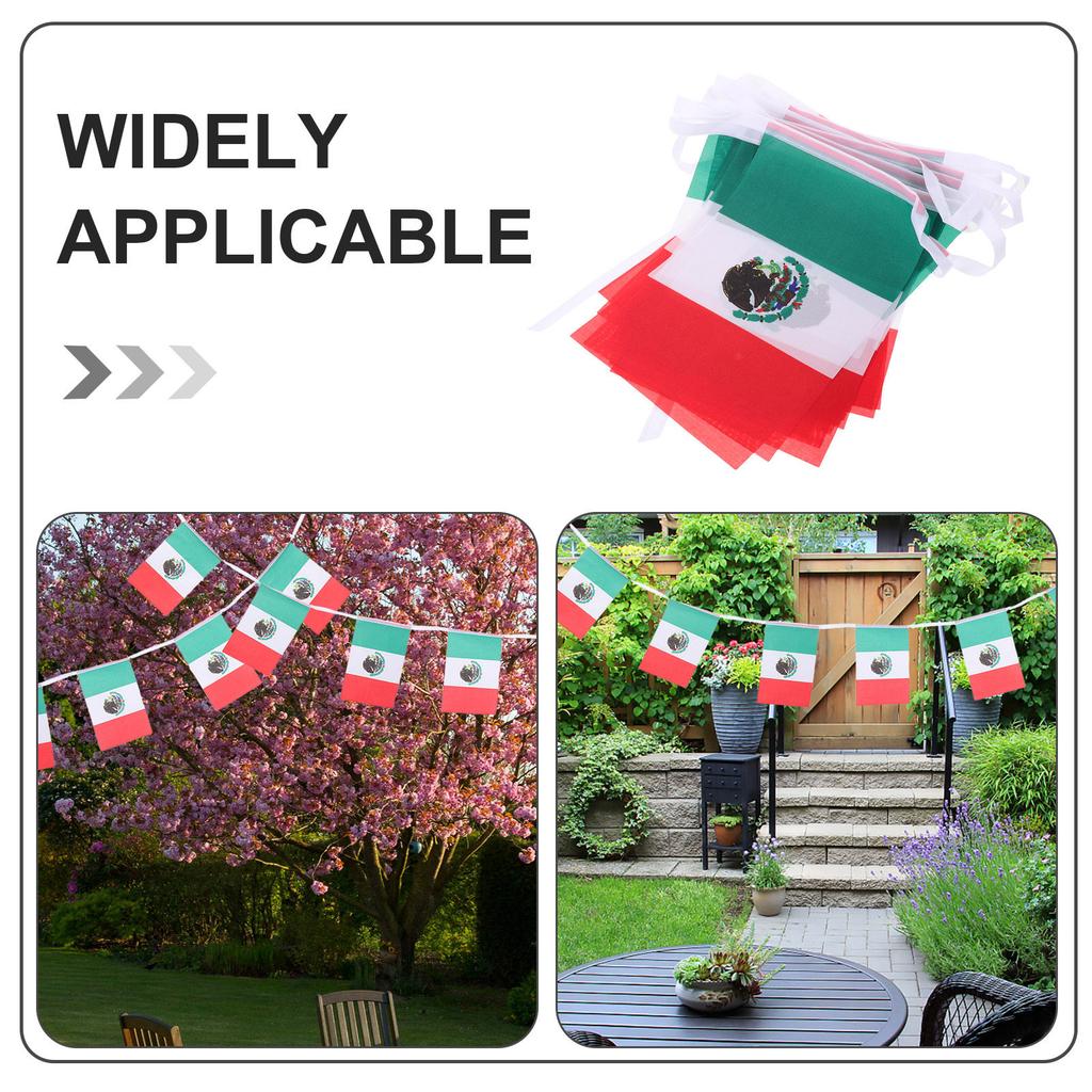 1 Set Mexiko Flagge Banner Schnur Stoff Wimpelkette für Innen Außen Garten Dekorationen Fußballspiel Mexikanische Party Flaggen 16 Fuß 20