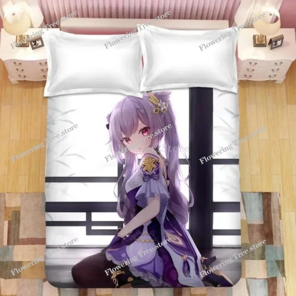 Gaming Genshin Impact Eula Bedding Set Anime 3D Boys Teens Duvet Cover Set Soft Bed Linen Queen King Single Size Bedroom Decor
