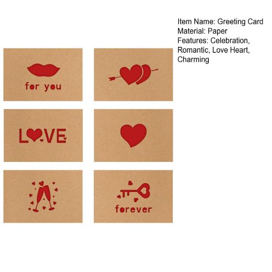 6Pcs Valentine's Day Greeting Cards with Envelopes Romantic Love Heart Cards for Valentine's Day Anniversaries Birthdays