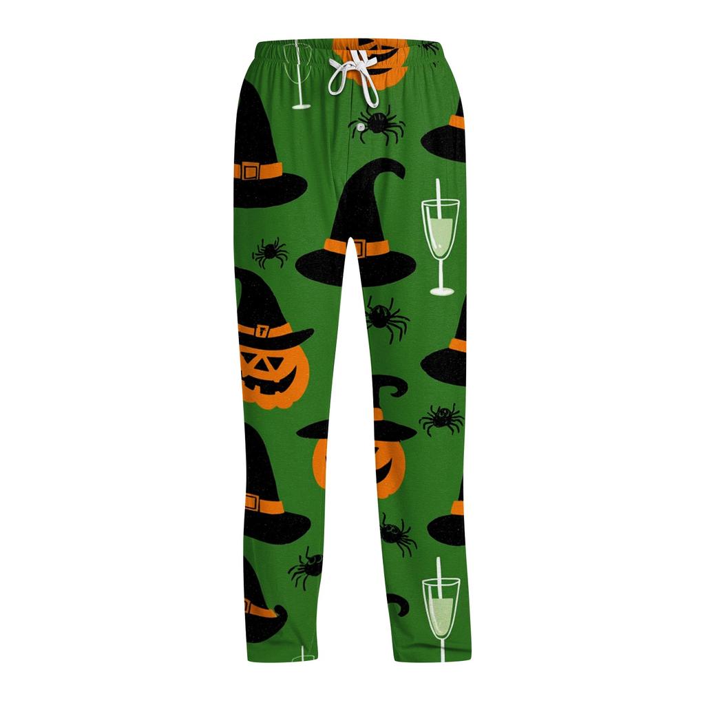 Herren Halloween Bedruckte Kordelzug-Hose - Bequeme Lässige Schlafhose mit Elastischem Bund, Weiche Leichte Loungewear für Zuhause, Urlaub, Party