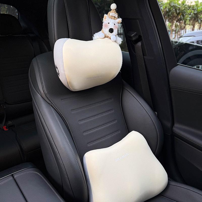 2025 Cute Creative Car Headrest & Lumbar Neck Support Pillow Set