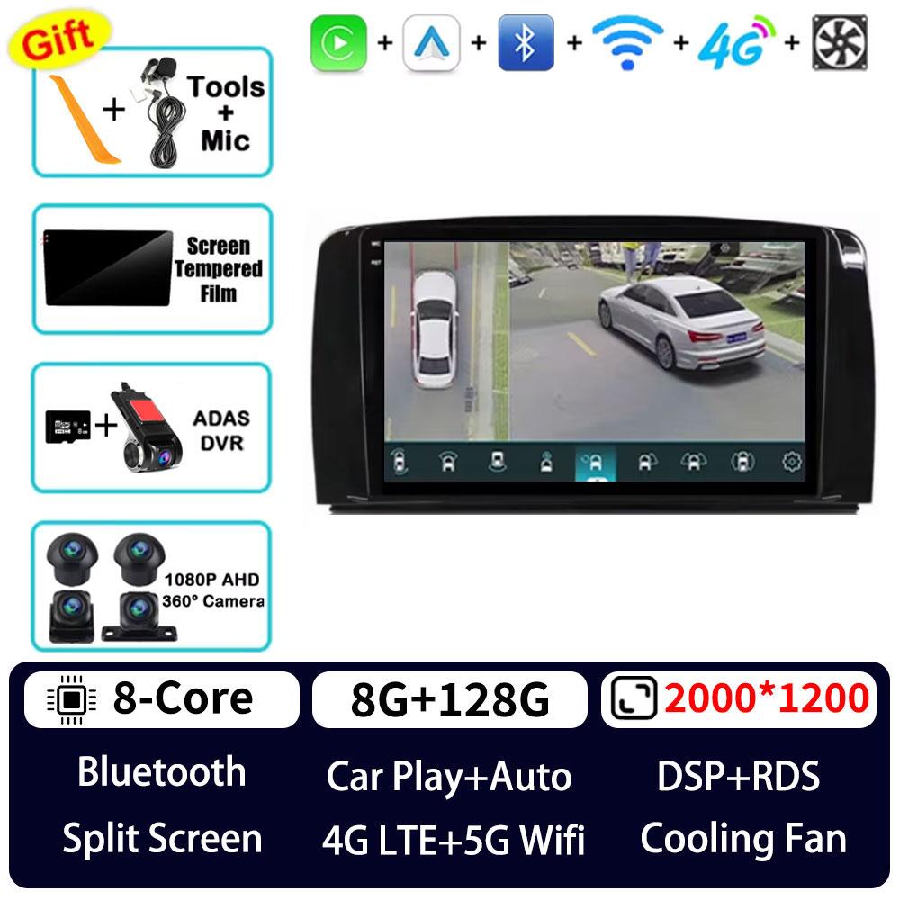 Autoradio Android 16 pour Mercedes Benz Classe R W251 R280 R300 R320 2005-2017, lecteur multimédia GPS, Navi, Carplay, autoradio stéréo