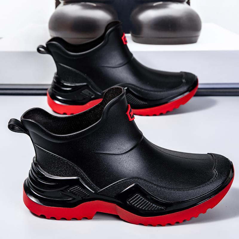 Men's Waterproof Work Rain Boots for Fishing Gardening Car Wash Indoor Kitchen Rubber Shoes Durable Comfortable