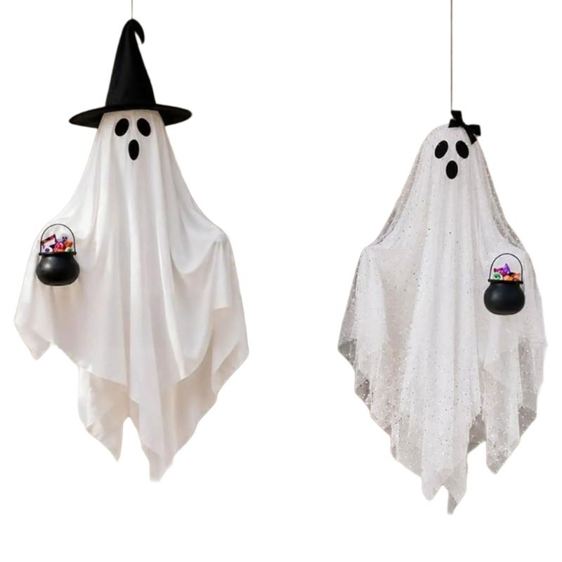 Entryway Window Line Halloween Hanging Pair, Two Piece Fabric Figure Set for Home and Party Corner Indoor Display