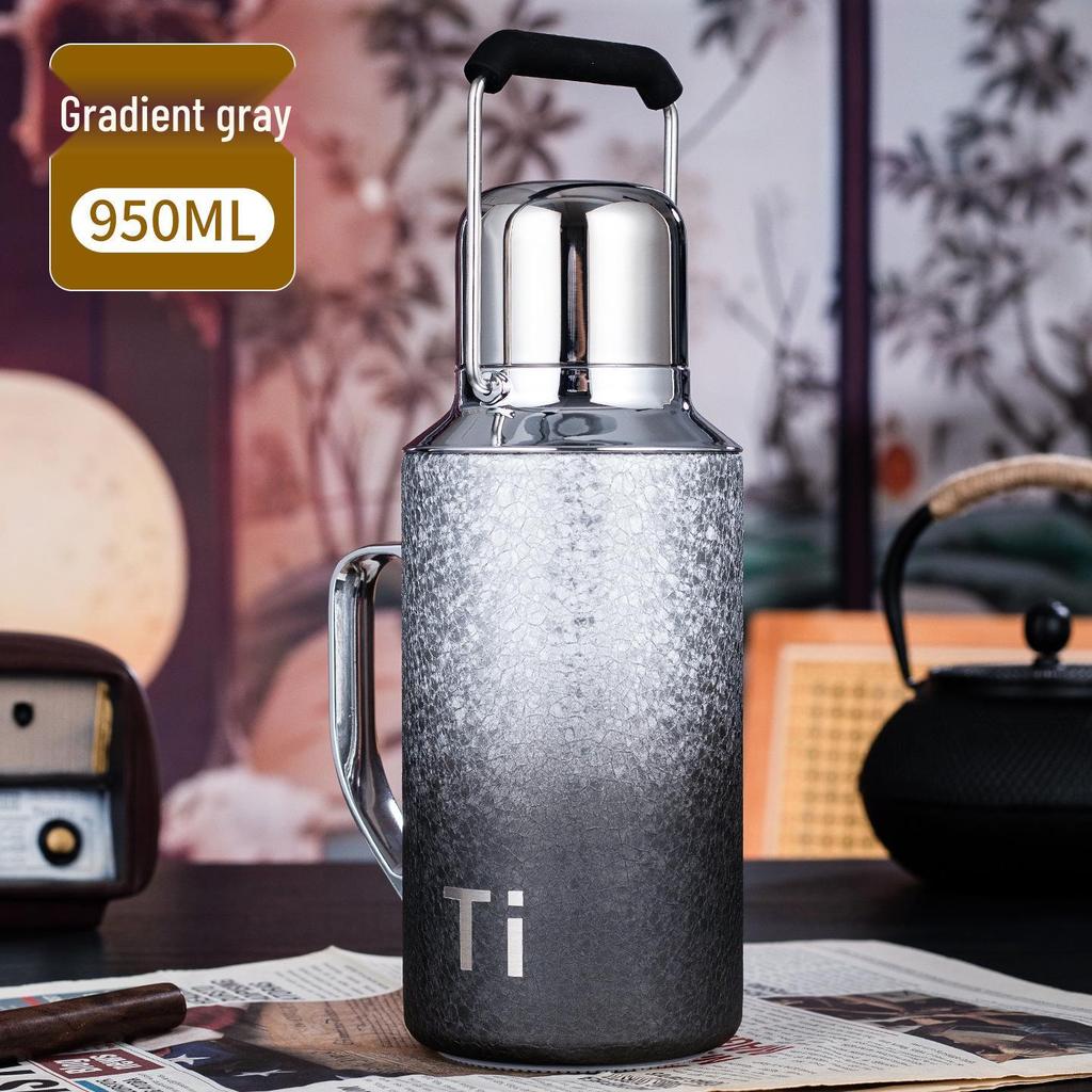 New Exquisite Titanium-Coated Thermos Flask with Independent Tea Compartment for Men and Women - High Appearance Mechanical Hot Water Bottle Cup