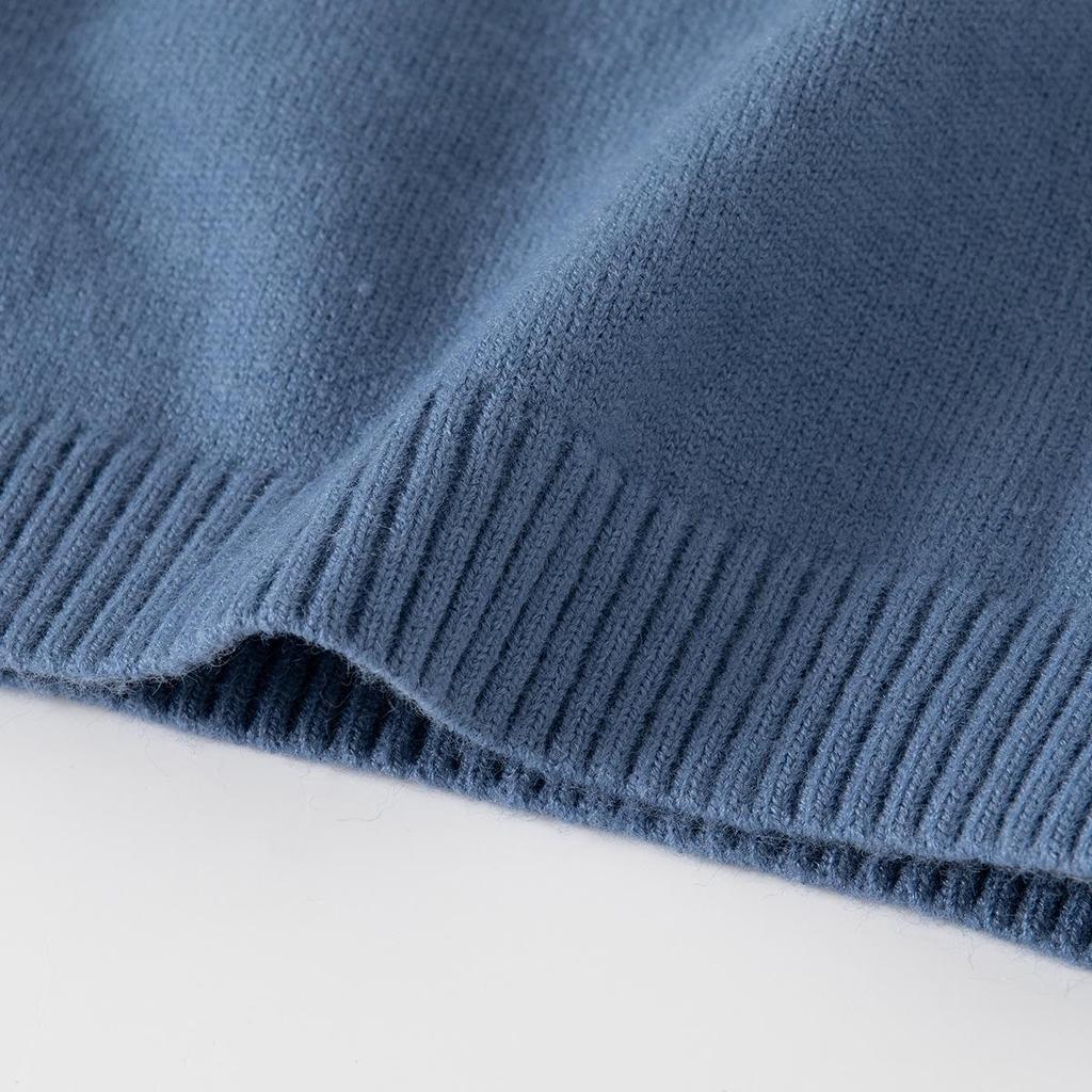 New Boys' Blue Lapel Polo Collar Pullover: Comfortable, Warm, Cute Autumn Sweater