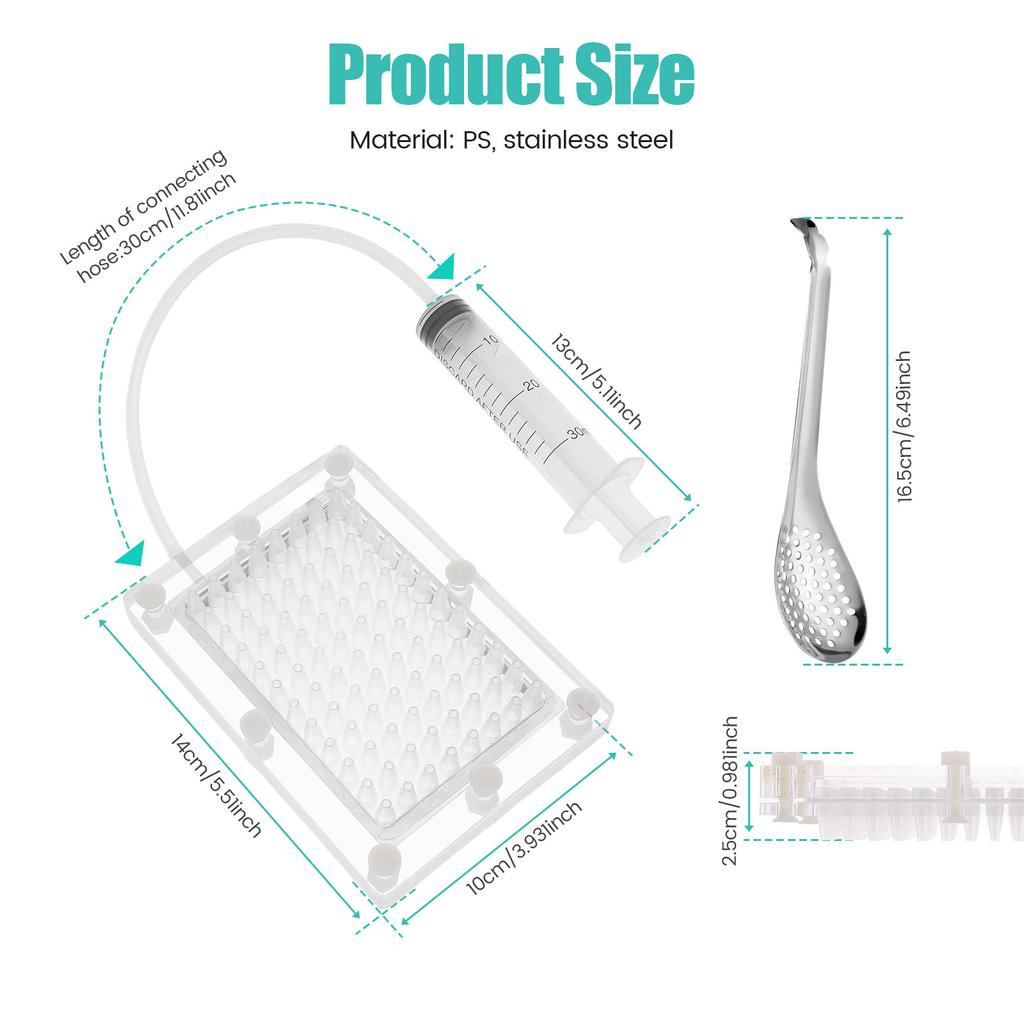 Ferramenta de Esferificação de Caviar Kit Transparente de Gastronomia Molecular com Colher Conta-gotas de Esferificação Acessórios Criativos de Cozinha