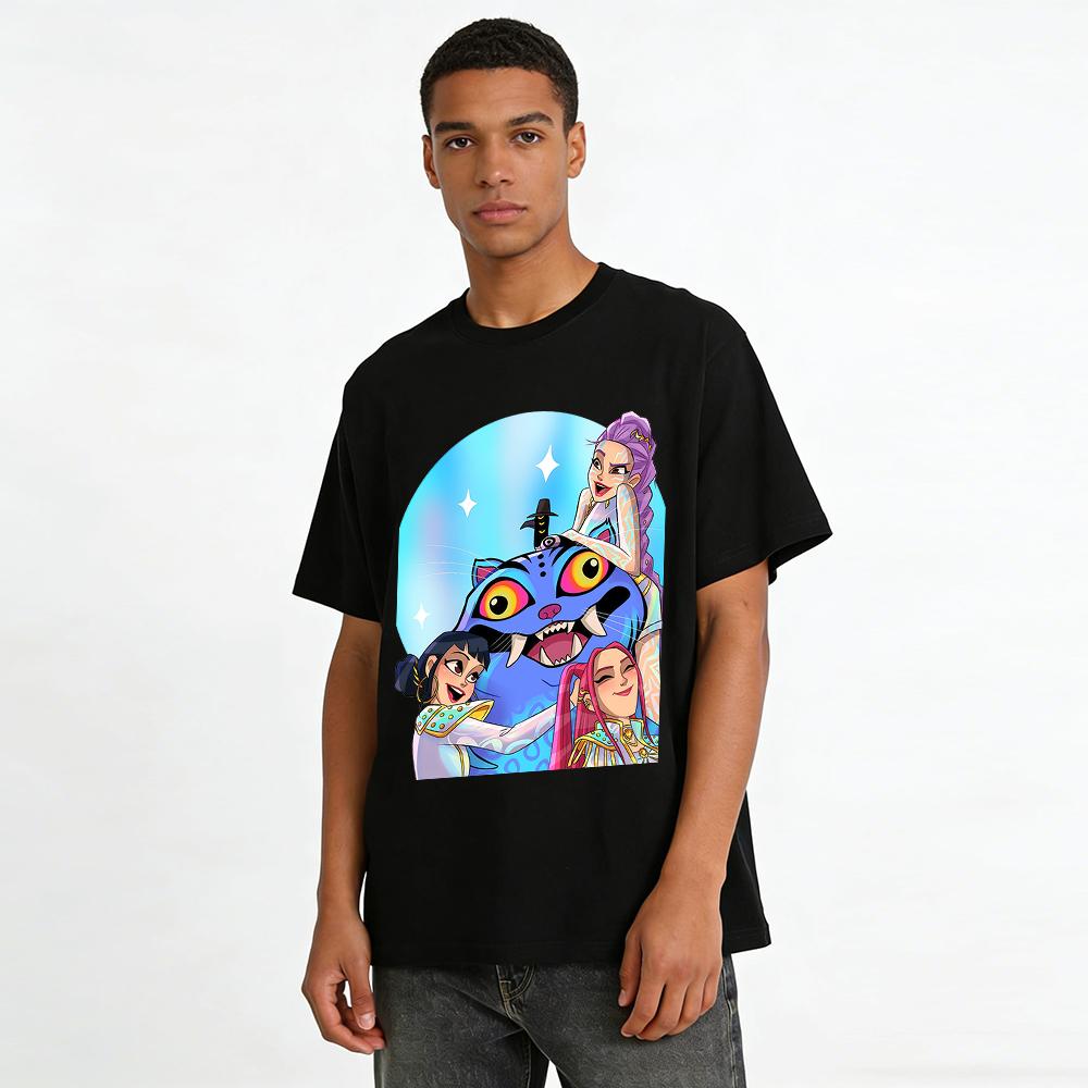 Trendy Fantasy Anime Partners Print Casual Tops Unisex T-Shirts With Unique Cartoon Characters Pure cotton T-shirt