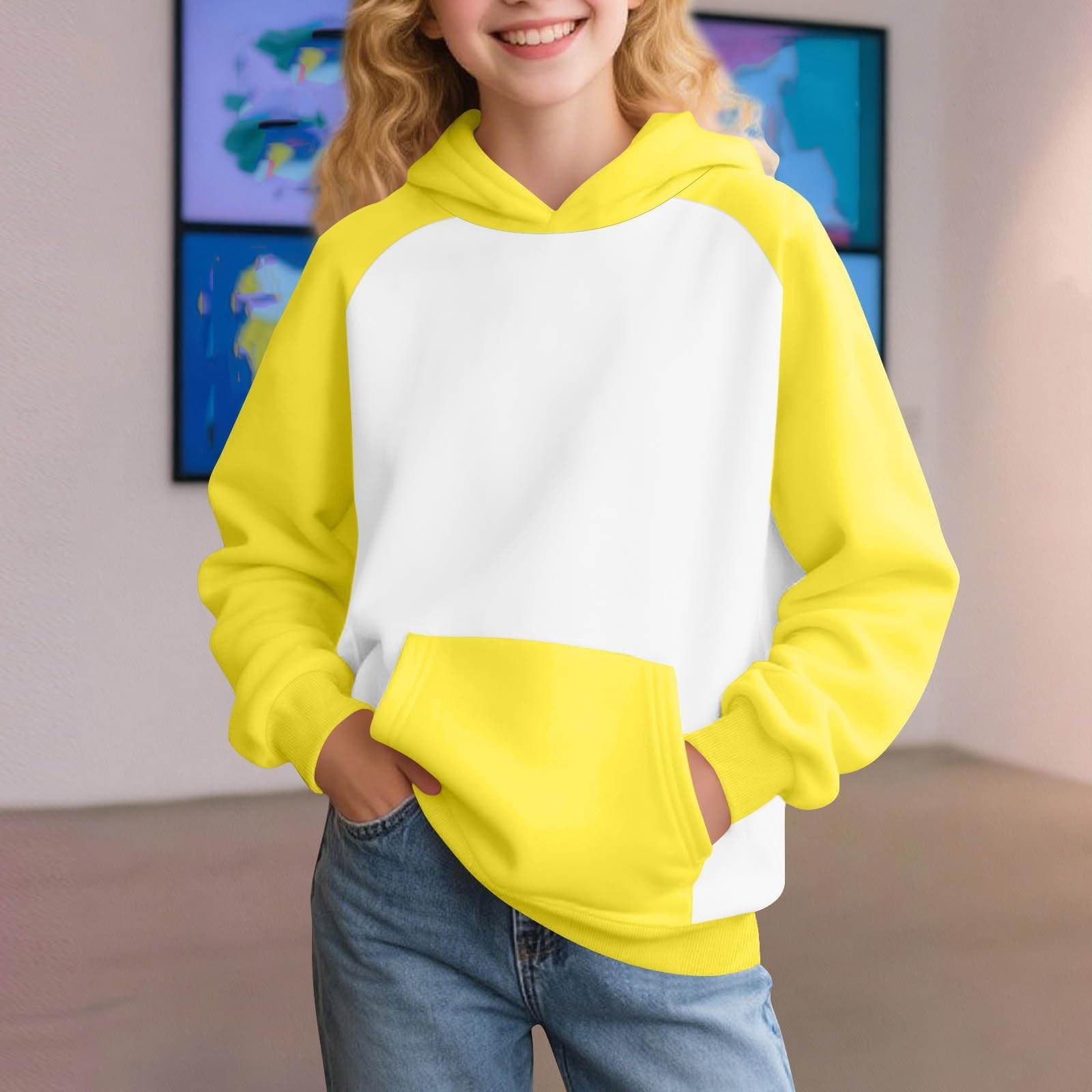 

Зимние однотонные толстовки с капюшоном и длинными рукавами для мальчиков и девочек 150 жёлтый