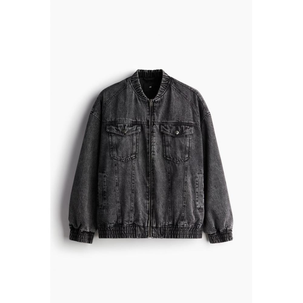 H M Loose Fit deniM Jacket Dark deniM Grey