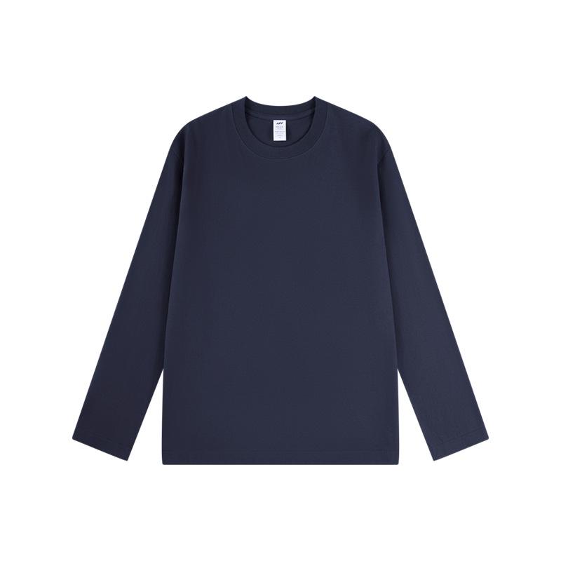 Men's 230g Heavy Cotton Long-Sleeve T-Shirt - Trendy Solid Color Couples' Style for Spring & Autumn