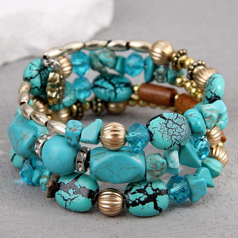 Europe, America, Simple Bohemian Famous Wind Crushed Stone Accessories, Multi-layer Bead Temperament Women's Bracelet