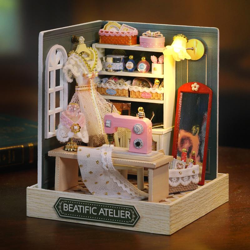 Miniature Doll Houses DIY Small House Kit 3D Wooden Craft Room Toy Set for Kids Home Decoration and Creative Assembly