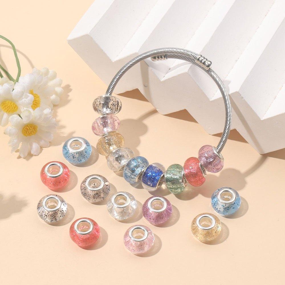 7/14/21pcs Resin European Style Large Hole Beads Lighting Fixtures Spaced Beads Jewelry Beads DIY Craft Jewelry Bracelets Necklace Jewelry Making