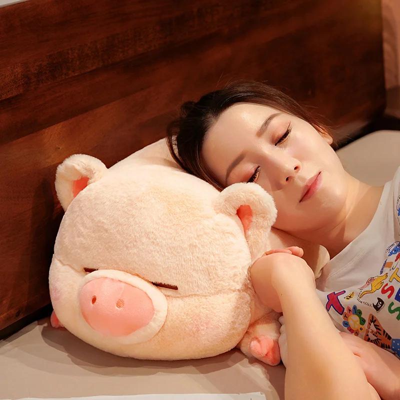 Furry Pig Plush Toy Stuffed Lying Piggy Plushie Doll Cartoon Animal Soft Touch Hug Pillow Cushion Kids Baby Birthday Gift