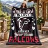 Atlanta Falcons Custom Name Flannel Blanket Personalized Soft Warm Plush Throw Blanket Customized Gift for Family Friends