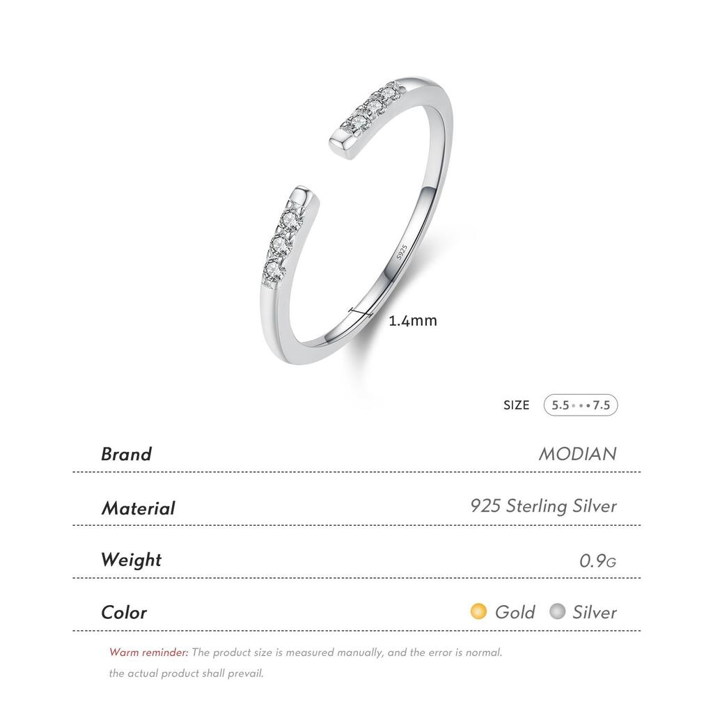 MODIAN 925 Sterling Silver Simple Open Size 6-8 Stackable Finger Ring Classic Gold Color Adjustable Rings For Women Jewelry Gift Coupon & Discount