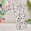 Women Plus Size Two Piece Dress Set Round Neck Long Sleeve Cropped Cardigan Sleeveless Printed White Dress