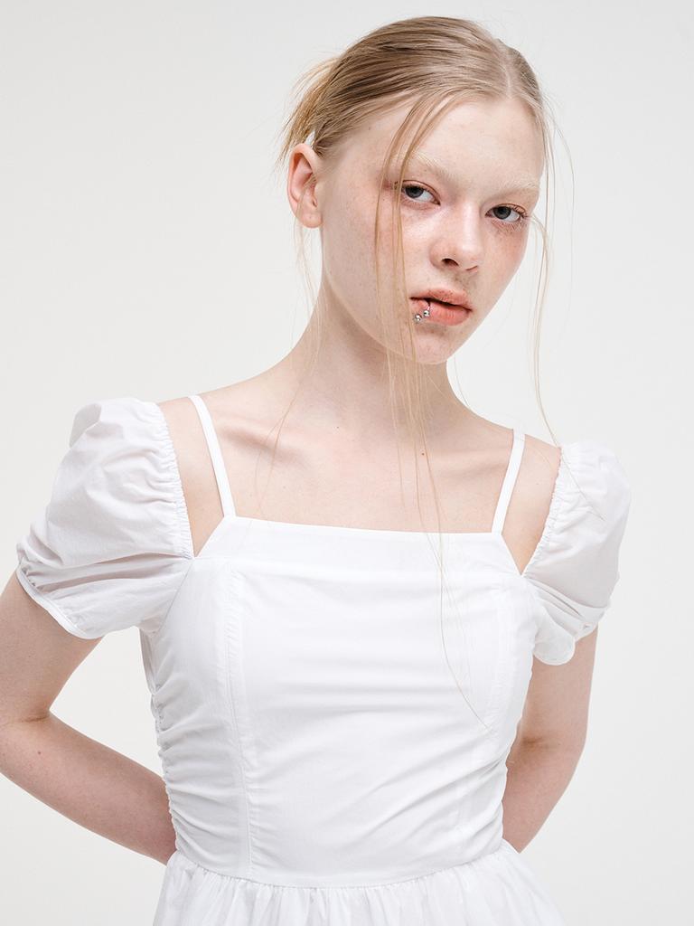 Etmont Strap Slit Off Shoulder Dress, White