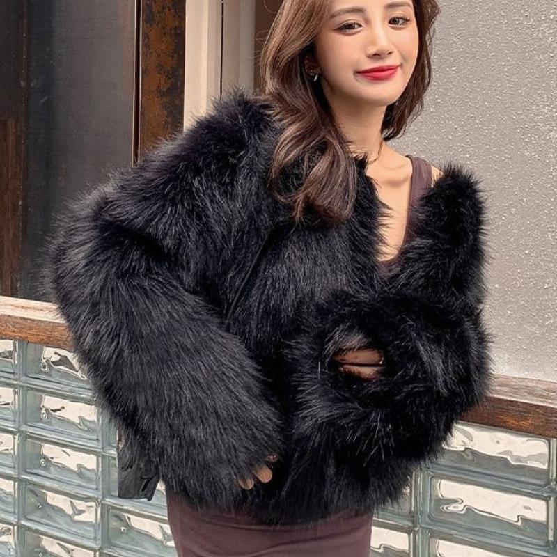 Damen Wintermode Imitation Fuchspelz Kurz Lockerer Koreanischer Stil Plüschpelz Damen Pelzmantel